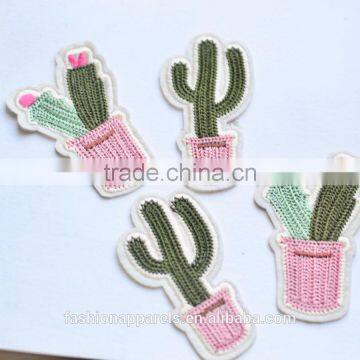 Custom high quality cactus embroidered patch for clothes embroidery patch made in china choose size/color