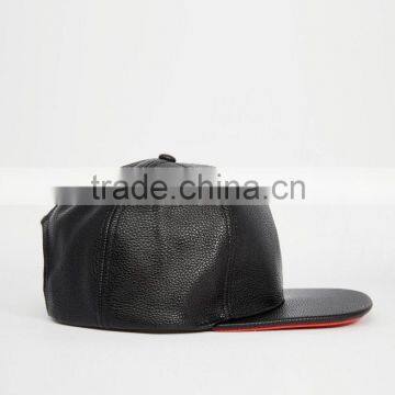 Guangzhou Hat Manufacturer Custom 6 Panel Fitted Black Blank Leather Chinese Hat photo-4