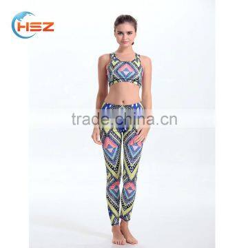 HSZ-YD46012 Latest Design 2017 Sexy Yoga Bra Excellent Fitness Tights Leggings Wholesale Trendy Printed Sportswear Indian