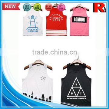  china cheap sports bodybuilding screen printed wholesale open side 100 cotton men tank top
