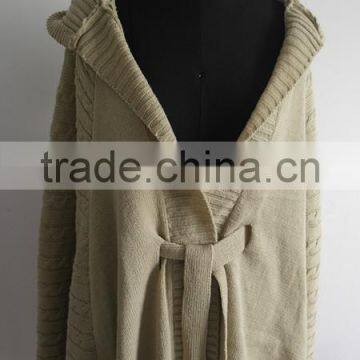 Ladies cable knit hooded poncho cardigan sweater