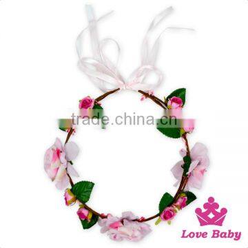 Whloesale Fairy Crown Floral Petals Hair Accessories Flower Garland Bridal Tiara Birthday Headband