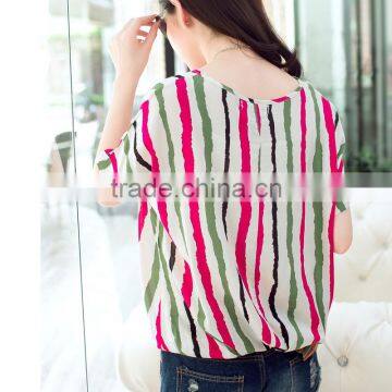 Womens Striped Batwing Casual Tops Plus Size Chiffon Blouse Shirt Desigen for Women photo-4