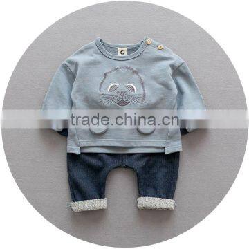 S17675A Children Clothes Boy Clothing Set Long Sleeve Tops+pants Baby Boy Clothes 2pcs Set photo-5