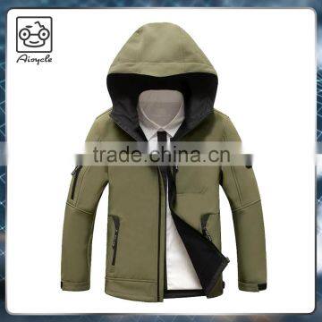 Black softshell jacket army green hooded business jacket