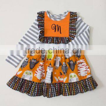 wholesale kids clothes colourful girls party dresses Halloween owl hand-embroidered fine dresses