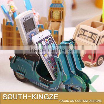Motorcycle Hard Wood Plate Puzzle Creative Stationary Pen Stack/Pen Holder photo-3