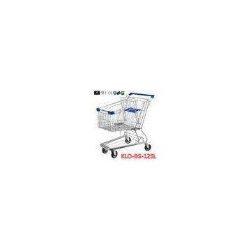 Midlle Size Supermarket Shopping Trolley With PVC , PU , TPR Caster 125L