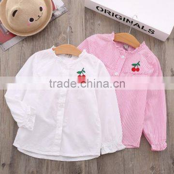 3-8 years old 2017 Wholesale Autumn Full Sleeve Cotton Girls Shirts