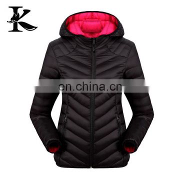 Women ultra light down jacket black hood down jacket for the winters