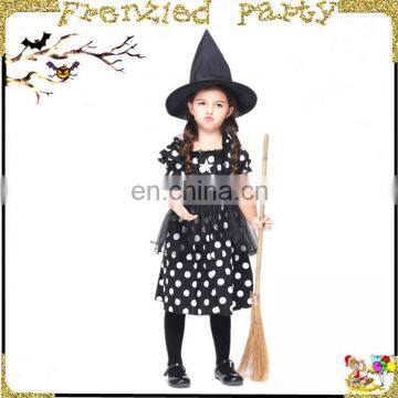 New arrival black with white dot halloween witch costume FGCC-0153