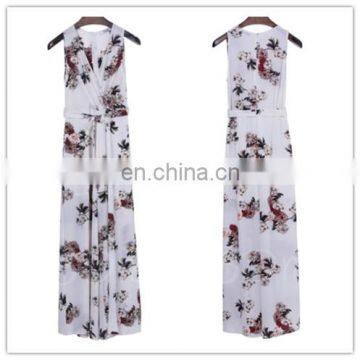 Sexy Plus Size Floral Pants Jumpsuit With Belt on Waist