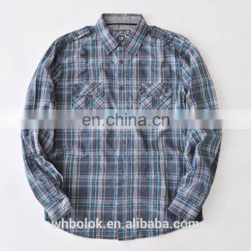 Custom boys check shirt soft cotton two check pockets design