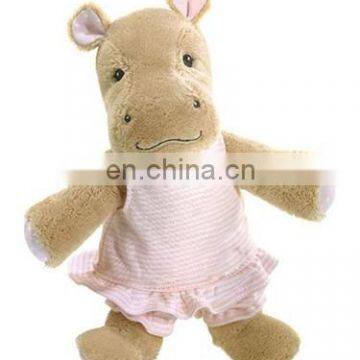 Excellent gift for baby girl as her best friend wearing pink dress plush hippo toys