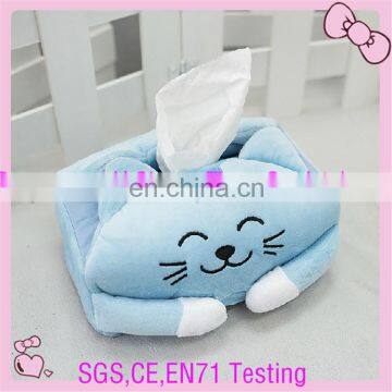 CE testing plush cat tissue box plush cover