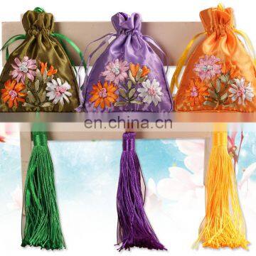 custom polyester Ribbon Embroidery chinese satin Sachet for advertising gift