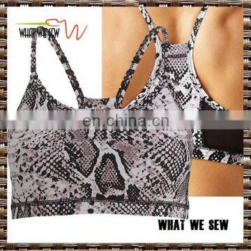 sublimation snake printing summer running sports bra gym bra moisture wicking with mesh linning wholesale 2017