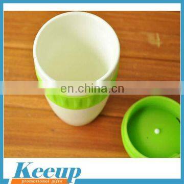 Food grade eco-friendly ceramic material 360ml cup with silicone lid