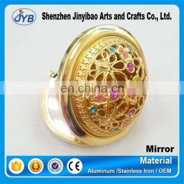 new decoratiive gifts gold compact mirror with jeweled