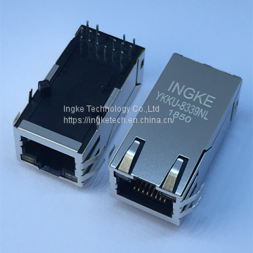 Ingke YKKU-8339NL 100% Cross 0826-1X1T-43-F 1 Port 1000 BASE-T Through Hole Tab Up magnetics rj45 jacks