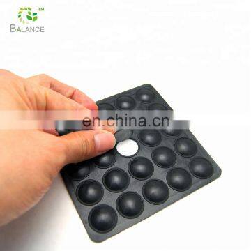 Sticky silicone rubber foot pads for wood products