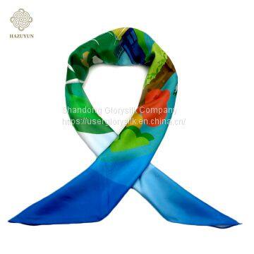 No MOQ 90X90cm Own Design Digital Printing Polyester Neckerchief Silk Feel Square Women Scarf photo-4