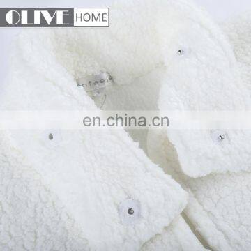 Standing Collar White Super Soft Plush Sherpa Fleece Zipper Bathrobe With Pompom photo-5