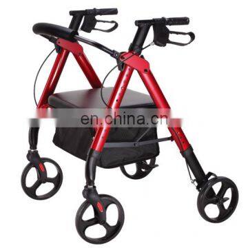Aluminum Lightweight Foldable Rollator Seat Four Wheel Adult Rollators Walker With Footrest Wheelchair 83.5-98.7cm TWA-9269 10cm photo-4
