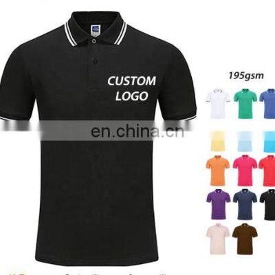 Factory Wholesale customizable simple comfortable commercial white printed logo black slim men's Polo t-shirt