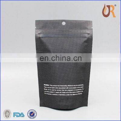 Matte Stand up Dried Food Packaging Plastic Zip Lock Bags Round Window Black Mylar Bags