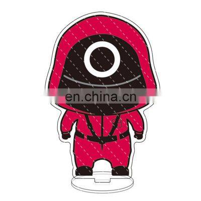 Squid Game Key Chain Mini Doll Key Chains Clear Acrylic Cosplay Red Man Halloween Keyring Soldier Squid Game Keychain photo-2