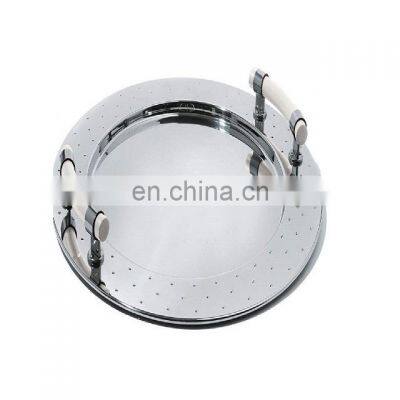 round shiny polished iron metal tray