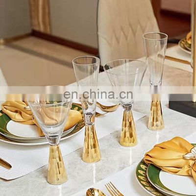 New Model Best Gift White Drinking Custom Glass Logo Wholesale Gold Flute Champagne