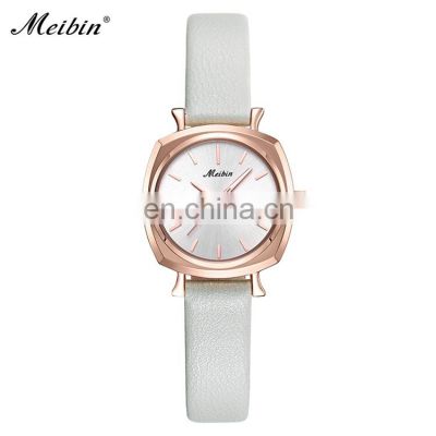 MEIBIN 1128 Slim Analog Quartz Stylish Watch Ladies Leather Belt Casual Student Girls Wrist Watches