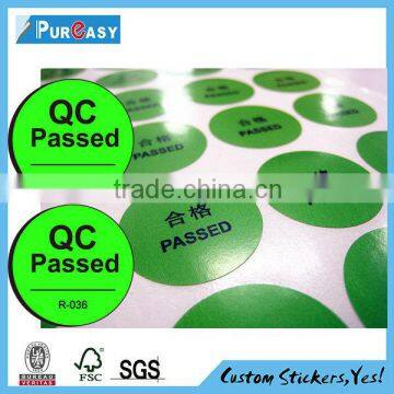 Custom waterproof QC passed sticker labels                        
                                                Quality Choice