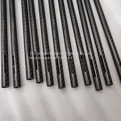 small diameter carbon fiber pipe in carbon fiber fabric  carbon fibre tube with CNC Cutting punching  slotting carbon  rod