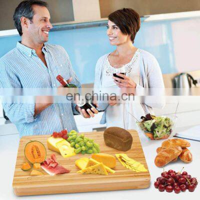 Wholesale 100% Biodegradable Natural Large Tray Bamboo Cheese Board With Knives Slide Out Drawer photo-2