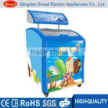 Ice Cream Freezer Special Sale, ETL Approved Chest Freezer, curved glass door