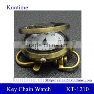 Pigeon pattern stainless small pocket watch with keychain set