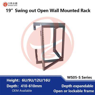 Factory Manufacturing 2post Wall Mount Open Frame Swing Out Network Racks 19\