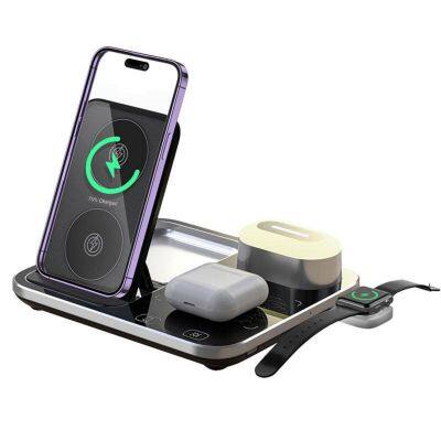 3-in-1 Wireless Charger RGB Pickup Light Mobile Phone Headset Watch Fast Charging Countertop Charging Bank