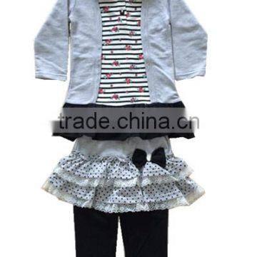 grey between black print children hoody dress long sleeve suit for girl from knitting factory in China whole production