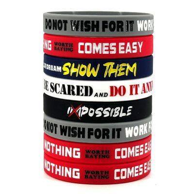 Factory Price in Stock Motivational Embossed Silicone Wristband Sport High Quality NOTHING COMES EASY Games Silicone Bracelet photo-1