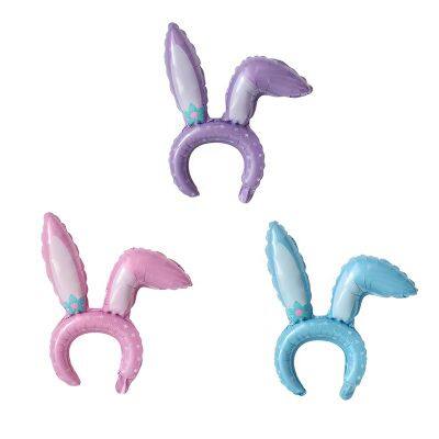 Special Cute Kids Happy Birthday Party Hat Foil Balloons Peking Opera Shaped Rabbit Headwear Balloon Headband