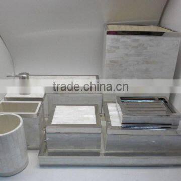 High end quality best selling special newest designed White MOP inlay Bath Set from Vietnam