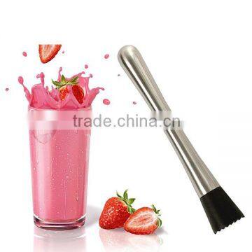 Amazon Hot Sell Cocktail Muddler Stainless Steel Gridded Nylon Stainless Steel Drink Muddler photo-2