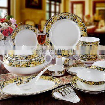 56 pcs Brilliant Fine Bone China Colorful Dinner Set