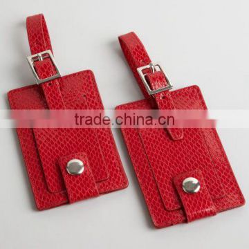 Red leather luggage tag