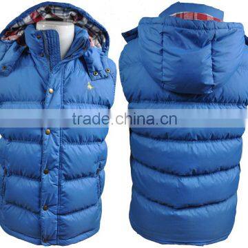 with hood fashion custom 100% polyester men down vest for winter