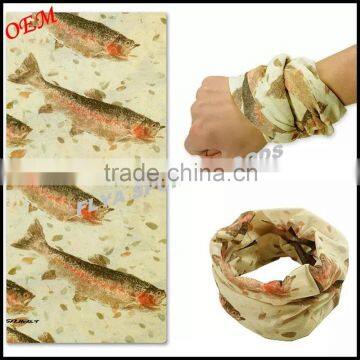 Hot sell 100% microfiber polyester UV protection seamless make fishing bandana scarf